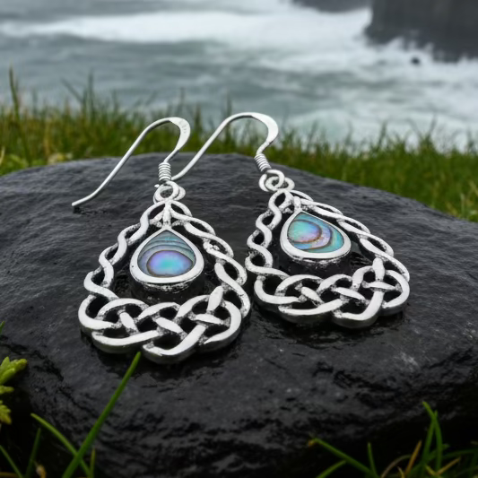 Lucretia Celtic Knot Earrings in Sterling Silver | Dangle Earrings | Wiccan Center
