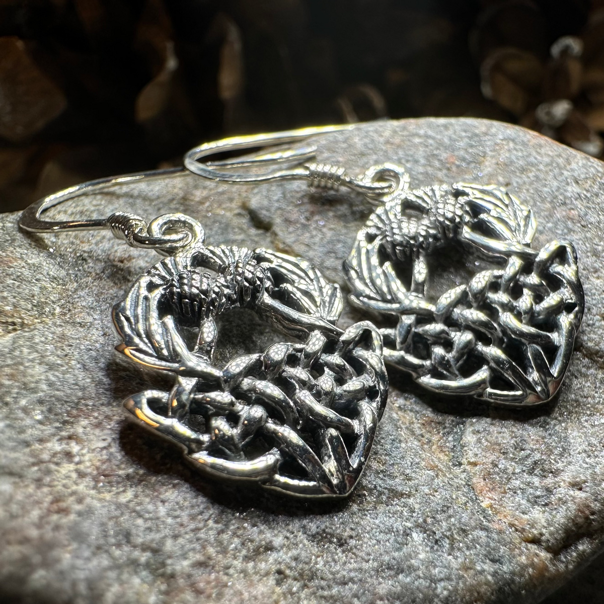 Audrey Scottish Thistle Earrings in Sterling Silver