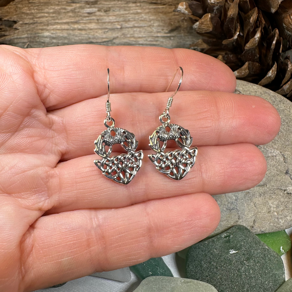 Audrey Scottish Thistle Earrings in Sterling Silver