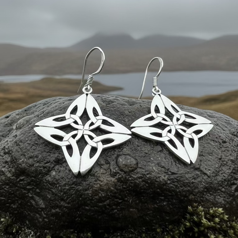Nymah Celtic Trinity Knot Earrings in Sterling Silver