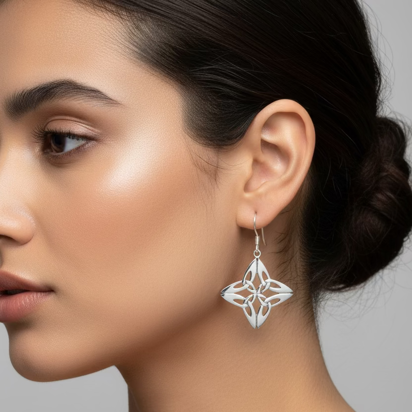 Nymah Celtic Trinity Knot Earrings in Sterling Silver