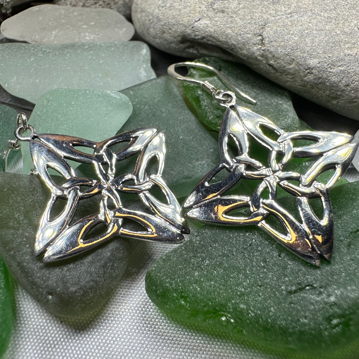 Nymah Celtic Trinity Knot Earrings in Sterling Silver