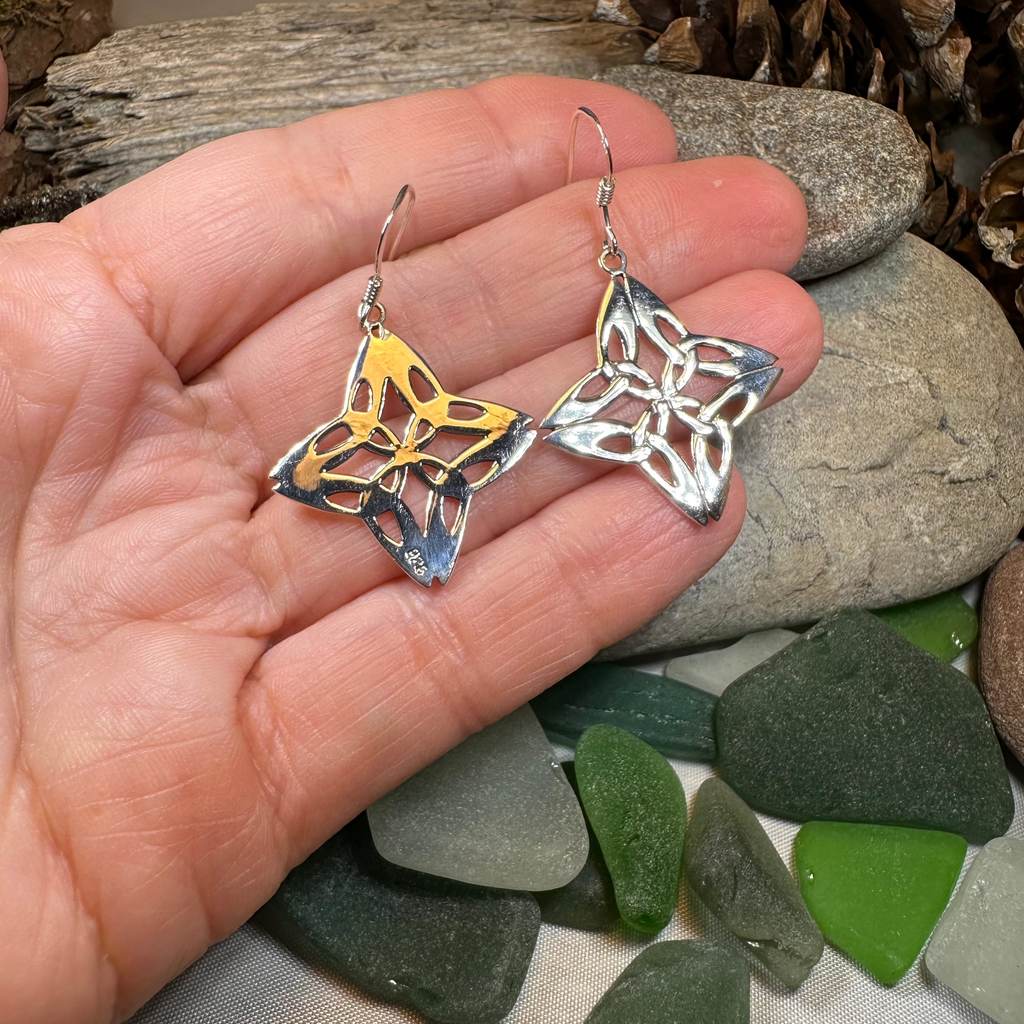 Nymah Celtic Trinity Knot Earrings in Sterling Silver