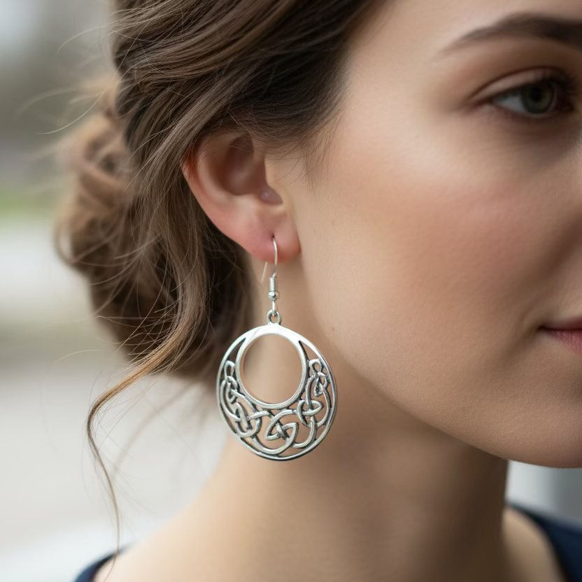 Evanora Celtic Knot Earrings in Sterling Silver | Dangle Earrings | Wiccan Center