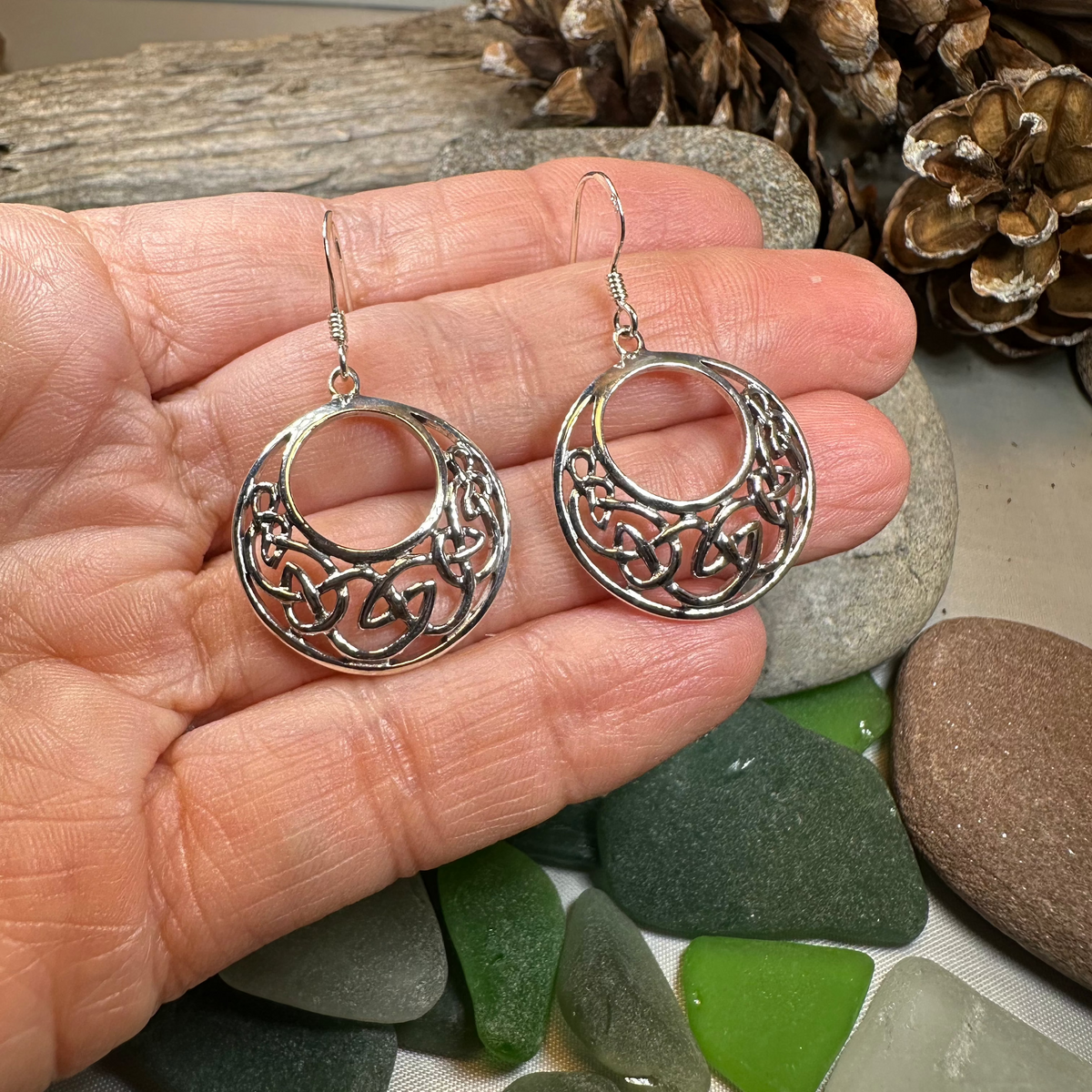 Evanora Celtic Knot Earrings in Sterling Silver | Dangle Earrings | Wiccan Center