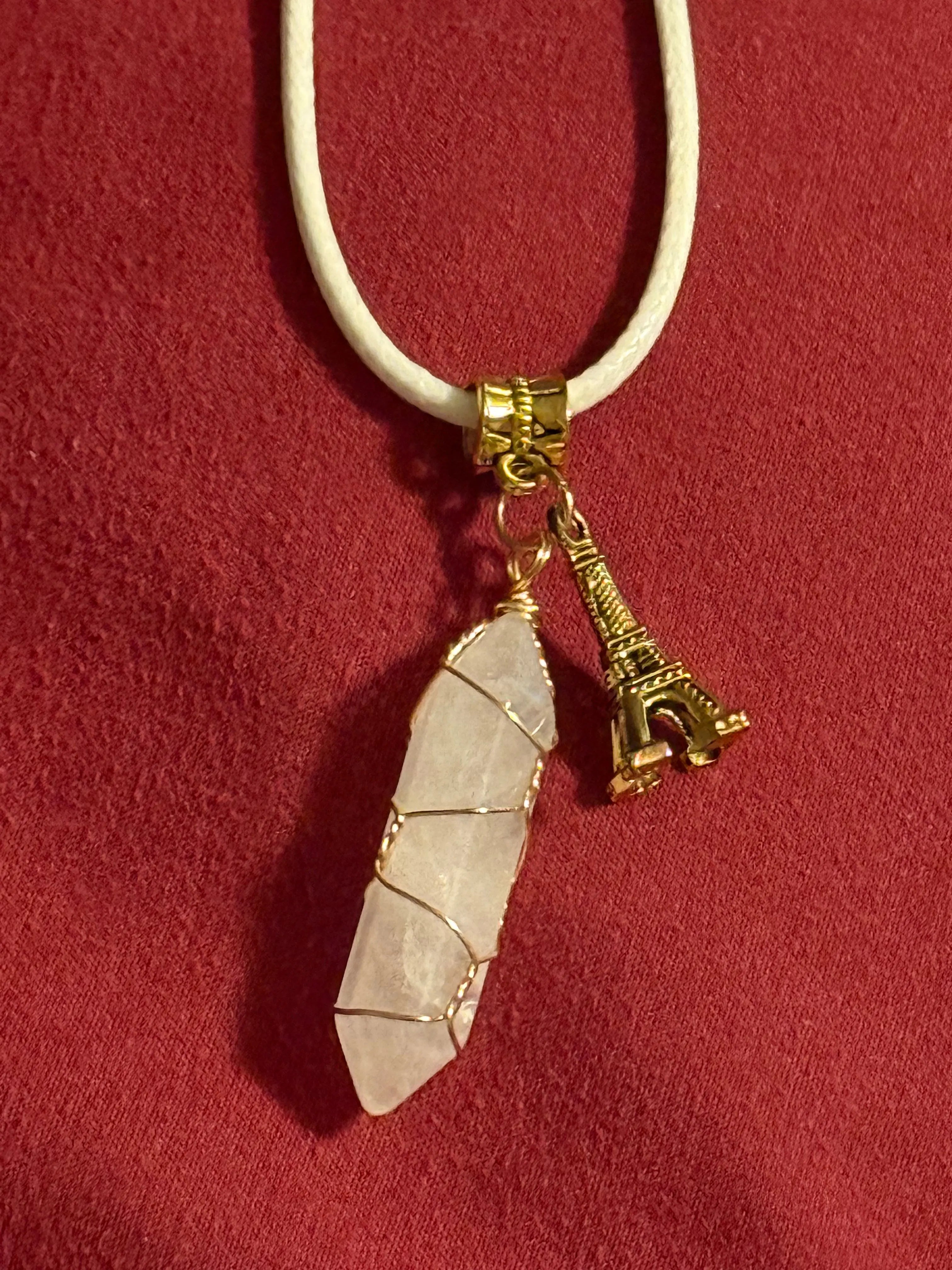Goldtone Wire Wrap Quartz Necklace
