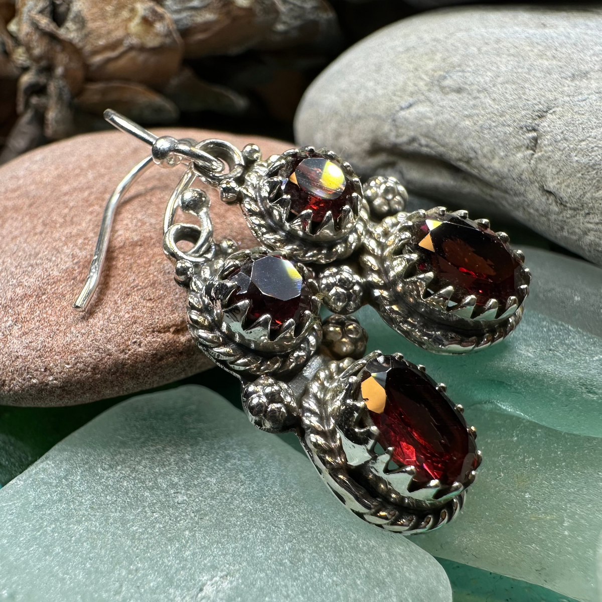 Garnet Romantic Earrings for Women | Dangle Earrings | Wiccan Center