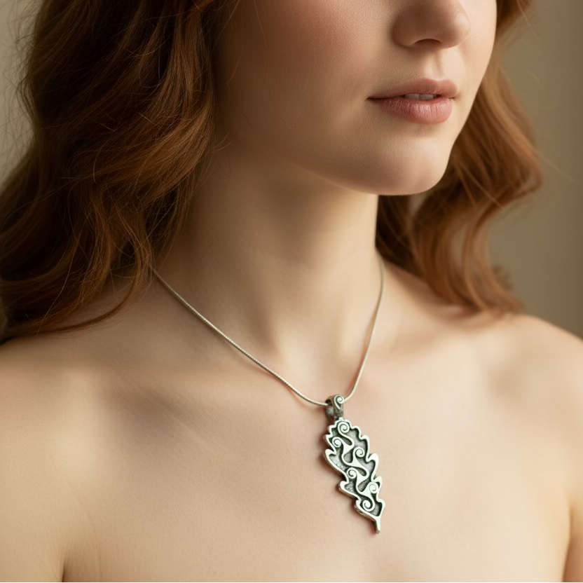 Celtic Oak Leaf Pewter Necklace - Handmade in the U.S.A. | Pendant | Wiccan Center