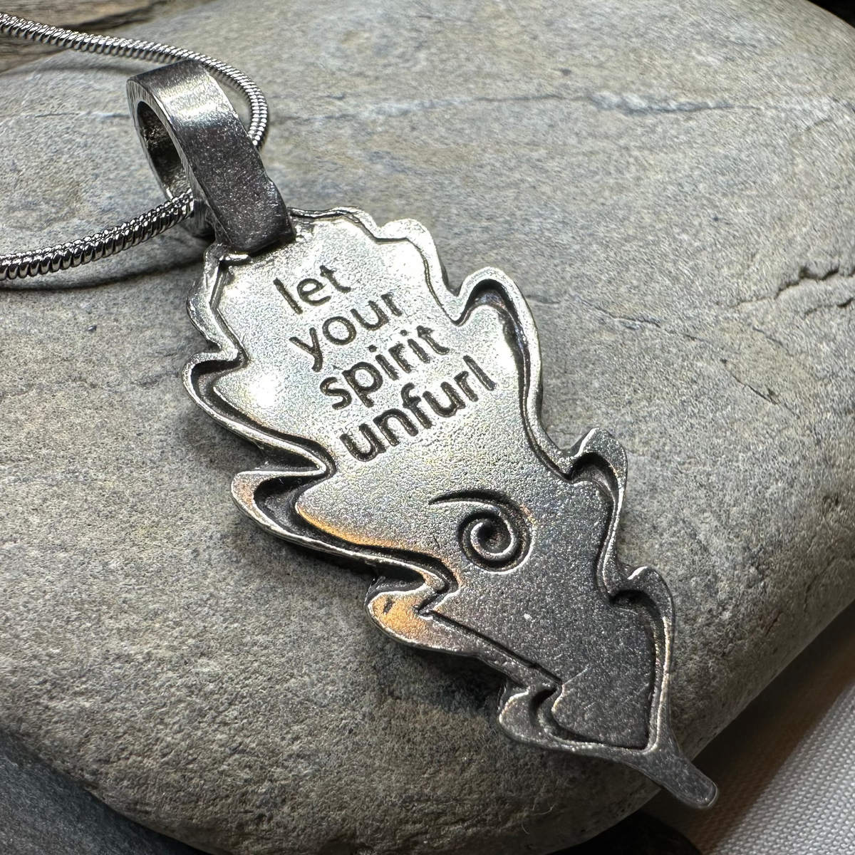 Celtic Oak Leaf Pewter Necklace - Handmade in the U.S.A. | Pendant | Wiccan Center