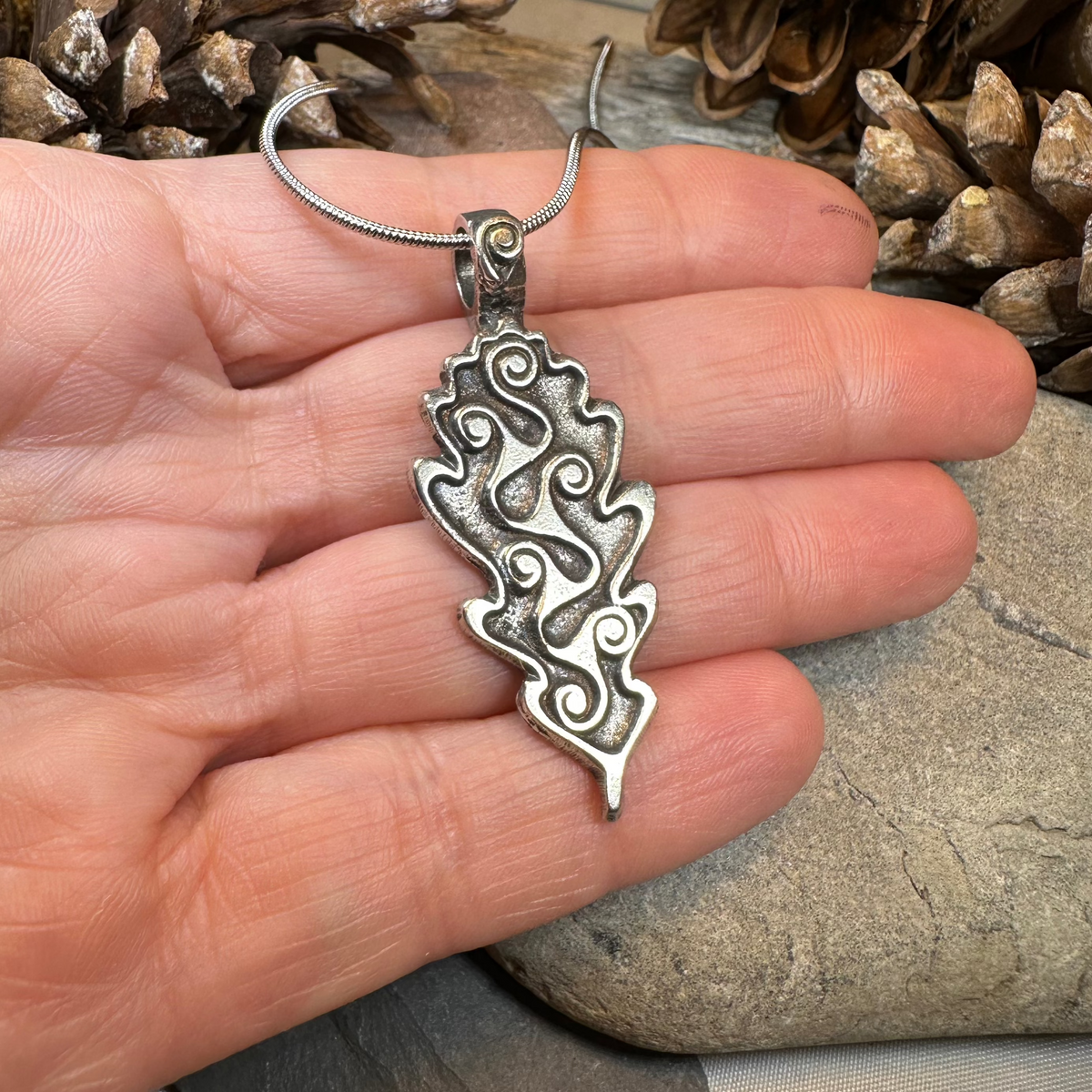 Celtic Oak Leaf Pewter Necklace - Handmade in the U.S.A. | Pendant | Wiccan Center