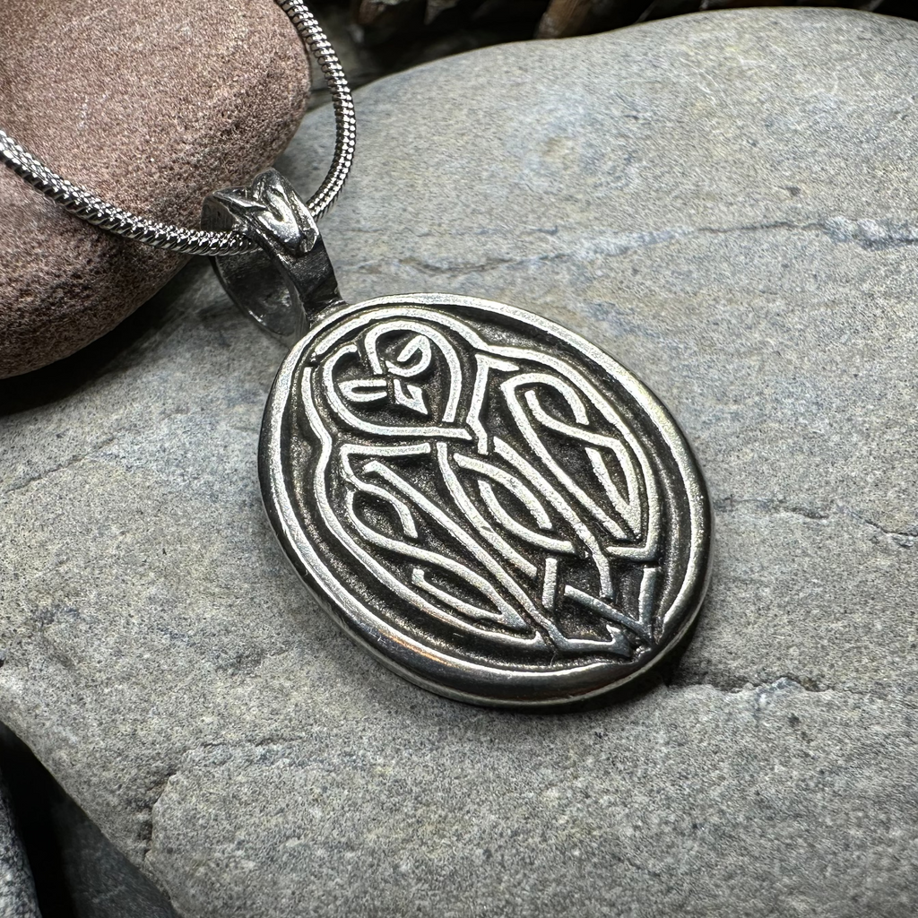 Celtic Owl Pewter Necklace - Handmade in the U.S.A. | Pendant | Wiccan Center