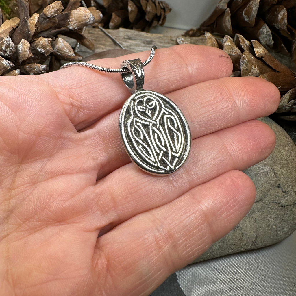 Celtic Owl Pewter Necklace - Handmade in the U.S.A. | Pendant | Wiccan Center