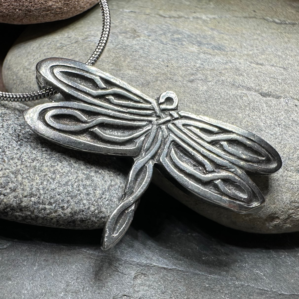 Celtic Dragonfly Pewter Necklace - Handmade in the U.S.A. | Pendant | Wiccan Center