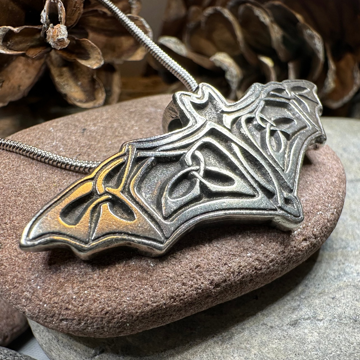 Celtic Bat Pewter Necklace - Handmade in the U.S.A. | Pendant | Wiccan Center
