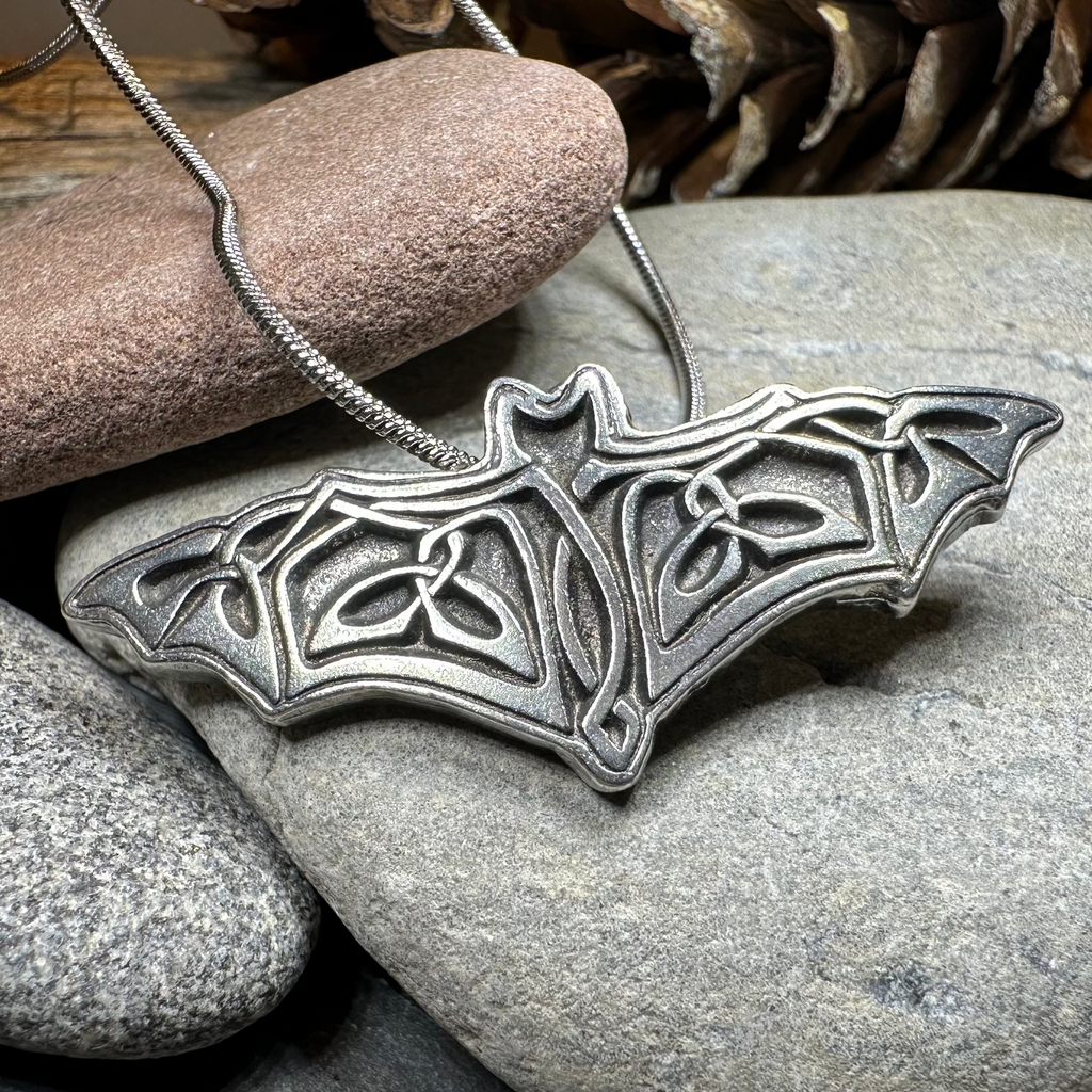 Celtic Bat Pewter Necklace - Handmade in the U.S.A. | Pendant | Wiccan Center