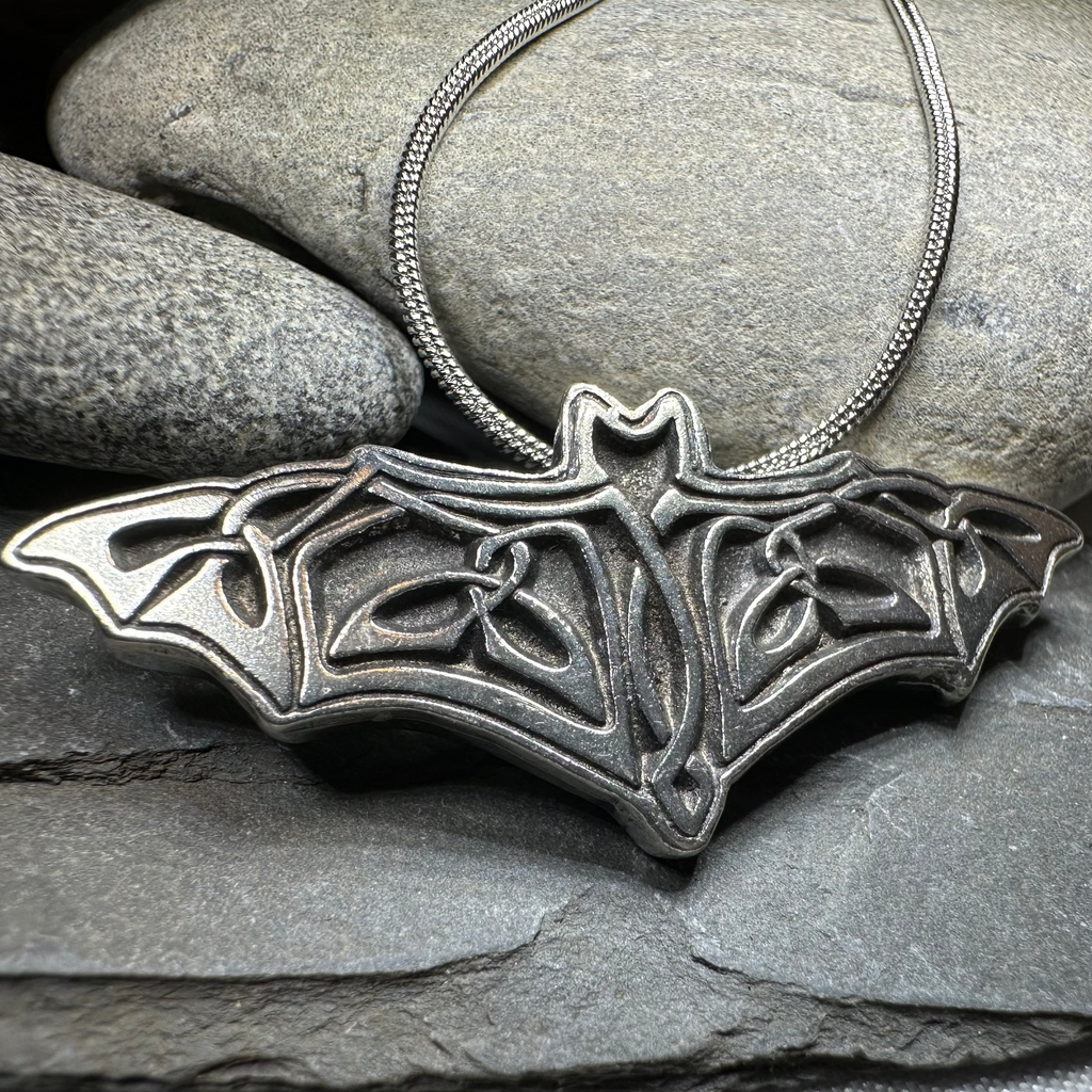 Celtic Bat Pewter Necklace - Handmade in the U.S.A. | Pendant | Wiccan Center