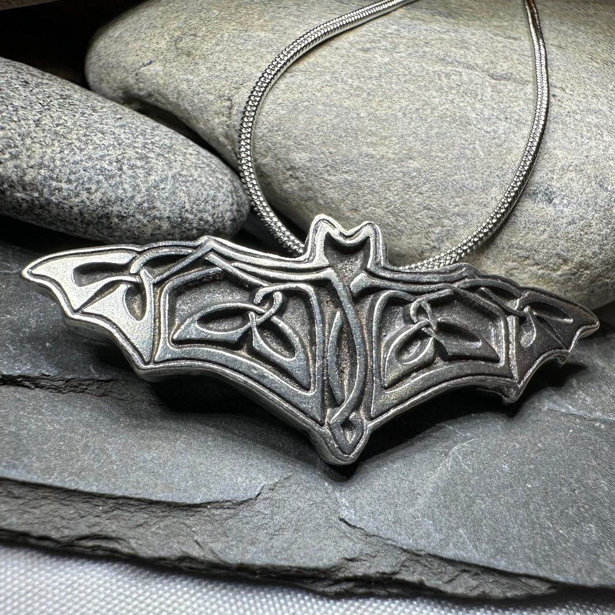 Celtic Bat Pewter Necklace - Handmade in the U.S.A. | Pendant | Wiccan Center