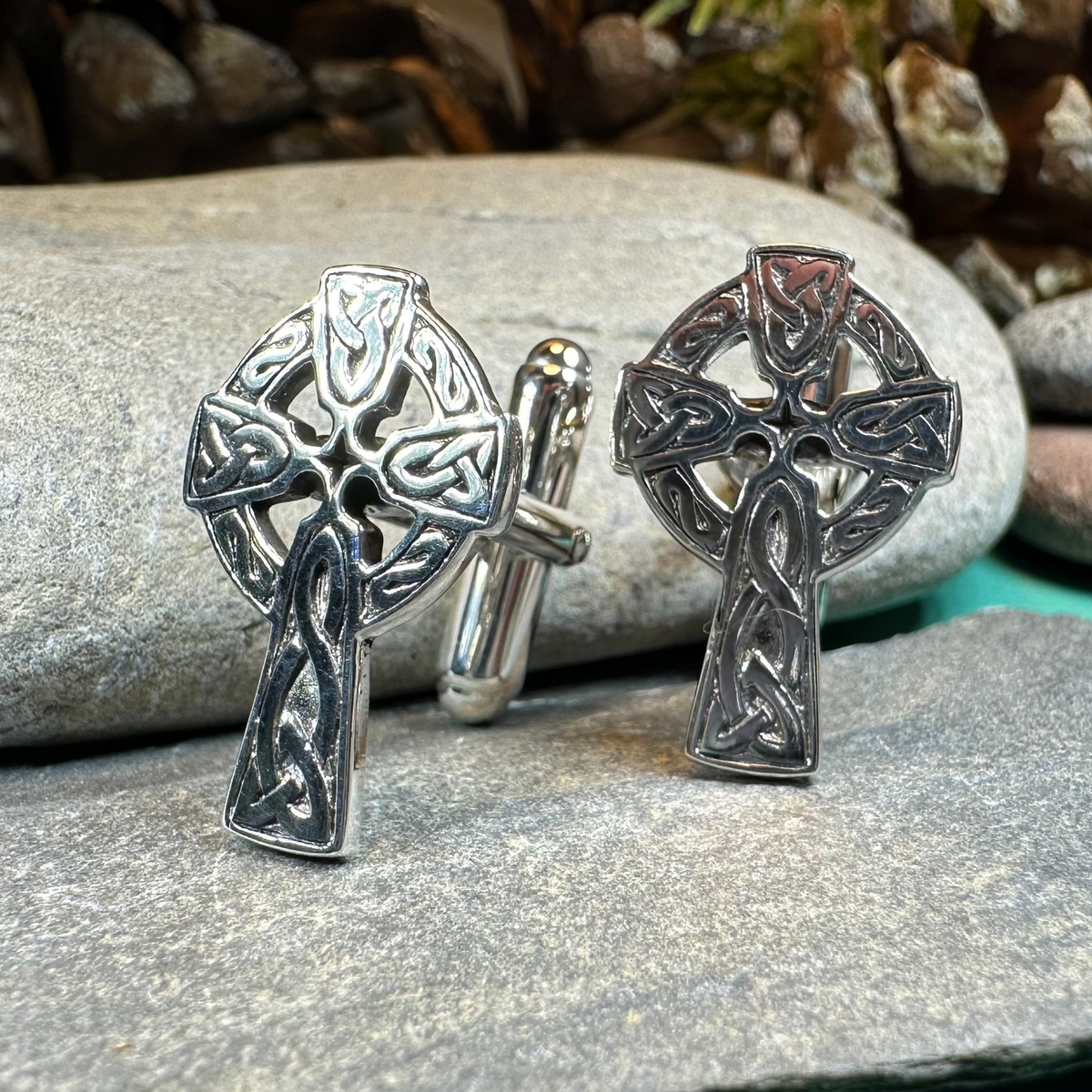 Celtic Cross Cuff Links in Sterling Silver