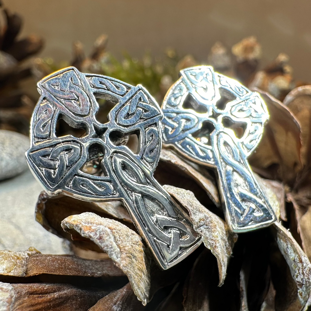 Celtic Cross Cuff Links in Sterling Silver