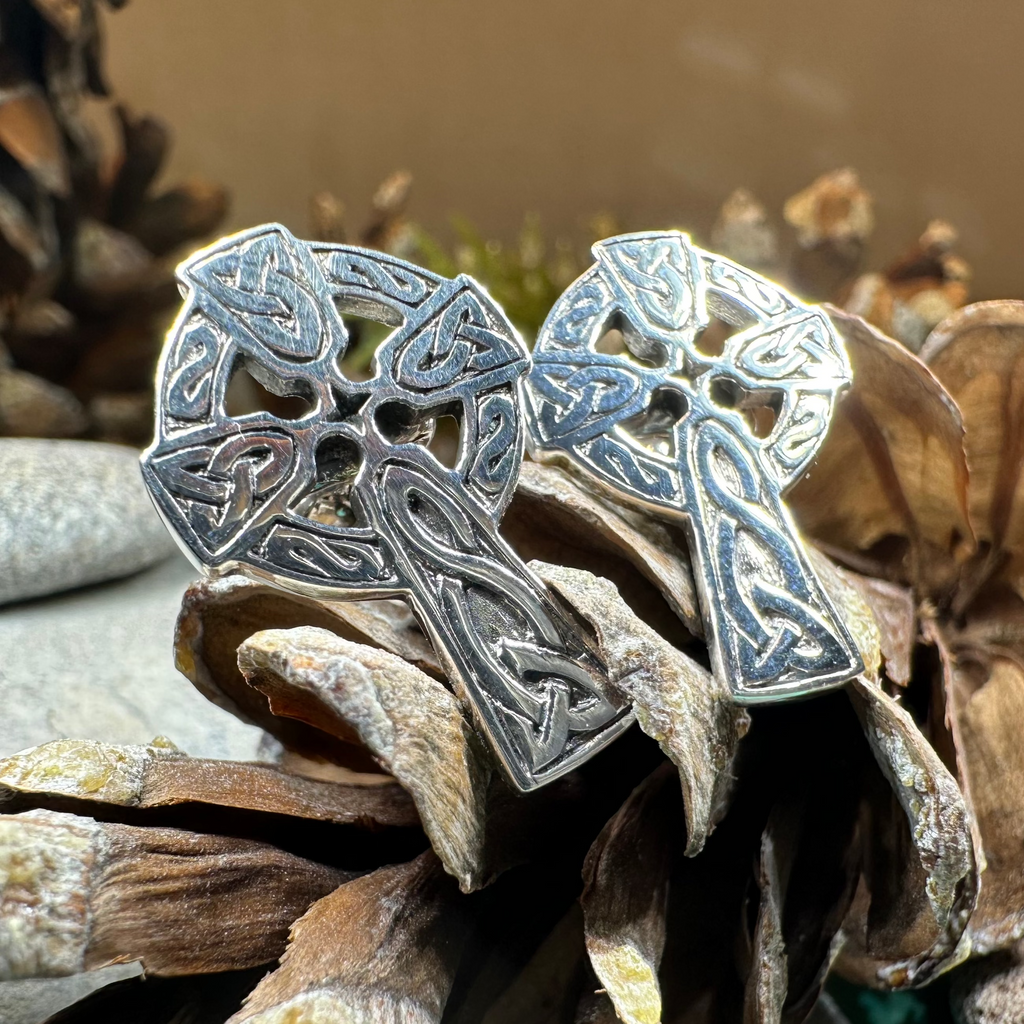 Celtic Cross Cuff Links in Sterling Silver