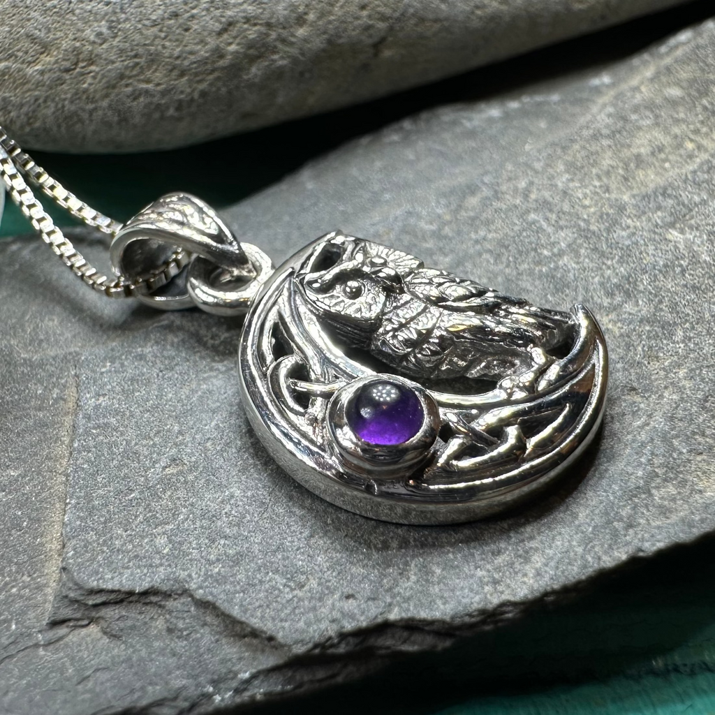 Owl Crescent Moon Necklace in Sterling Silver | Pendant | Wiccan Center