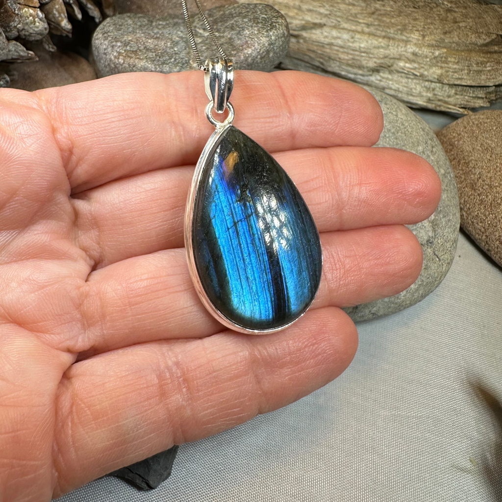 Blue Night Teardrop Labradorite Necklace | Pendant | Wiccan Center