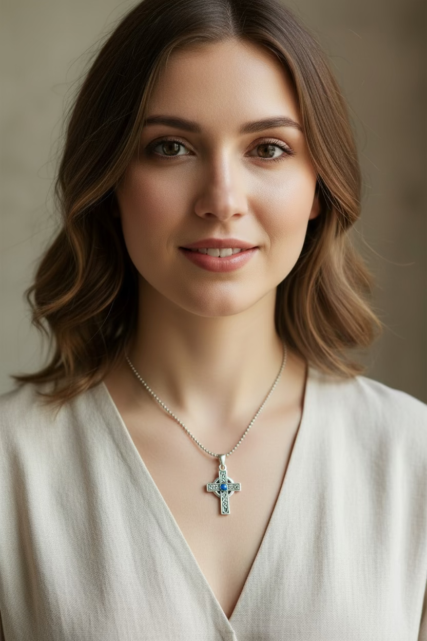 Rhys Opal Celtic Cross Necklace | Pendant | Wiccan Center