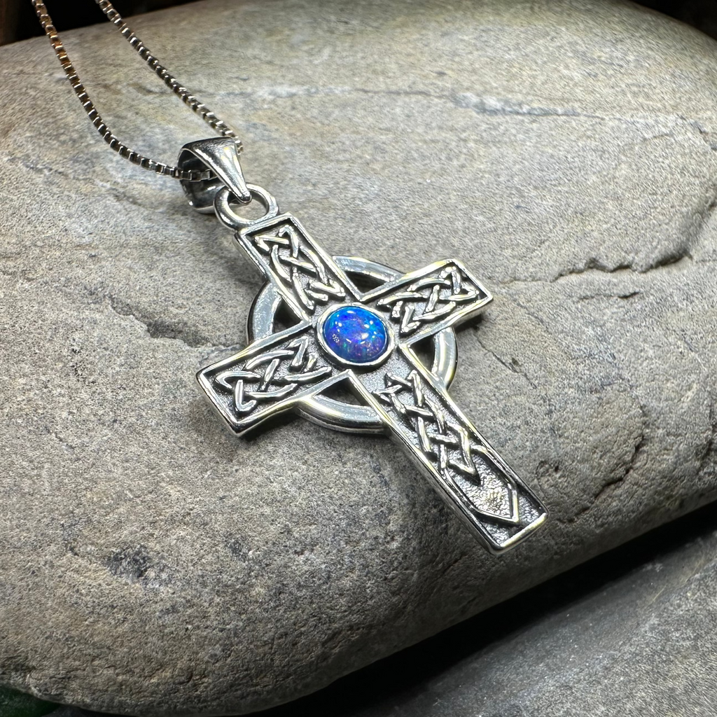Rhys Opal Celtic Cross Necklace | Pendant | Wiccan Center