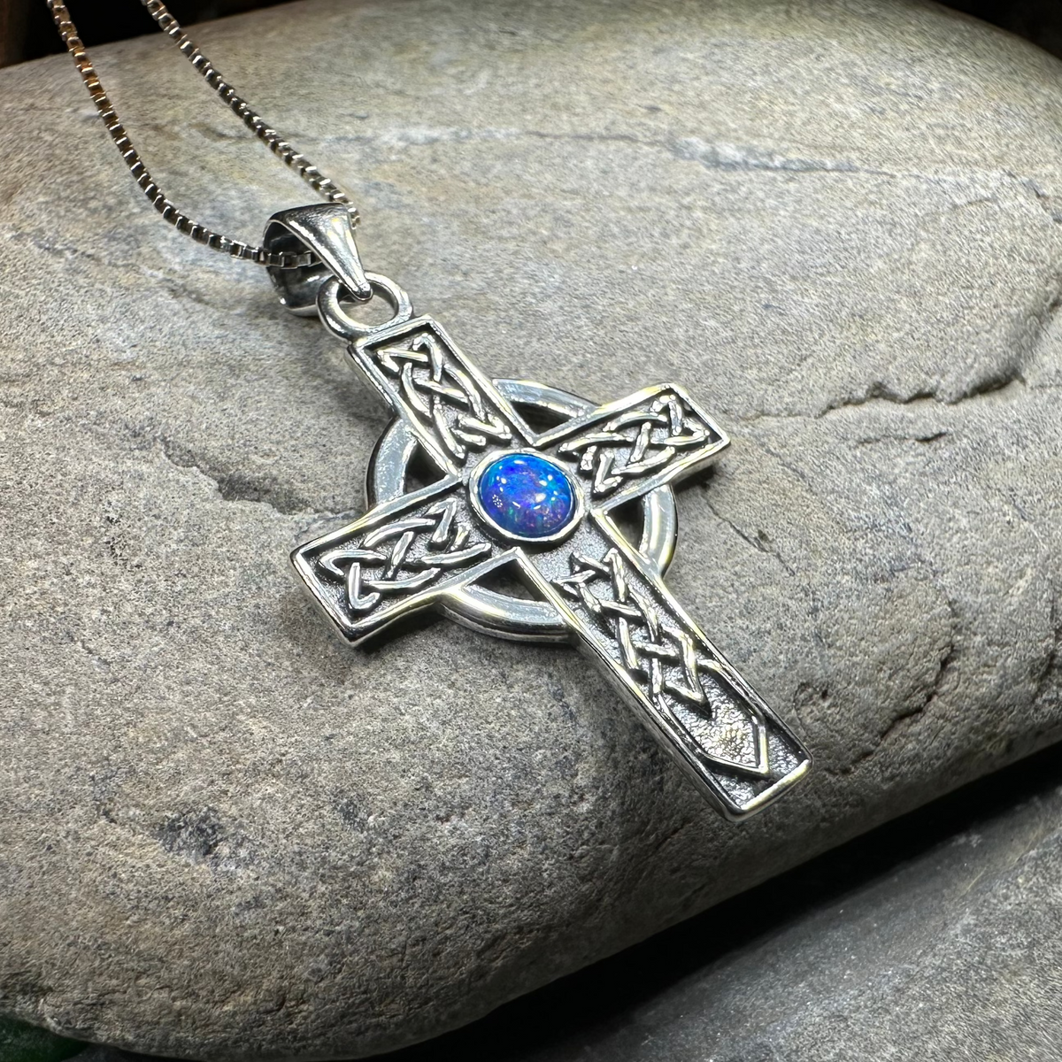 Rhys Opal Celtic Cross Necklace | Pendant | Wiccan Center