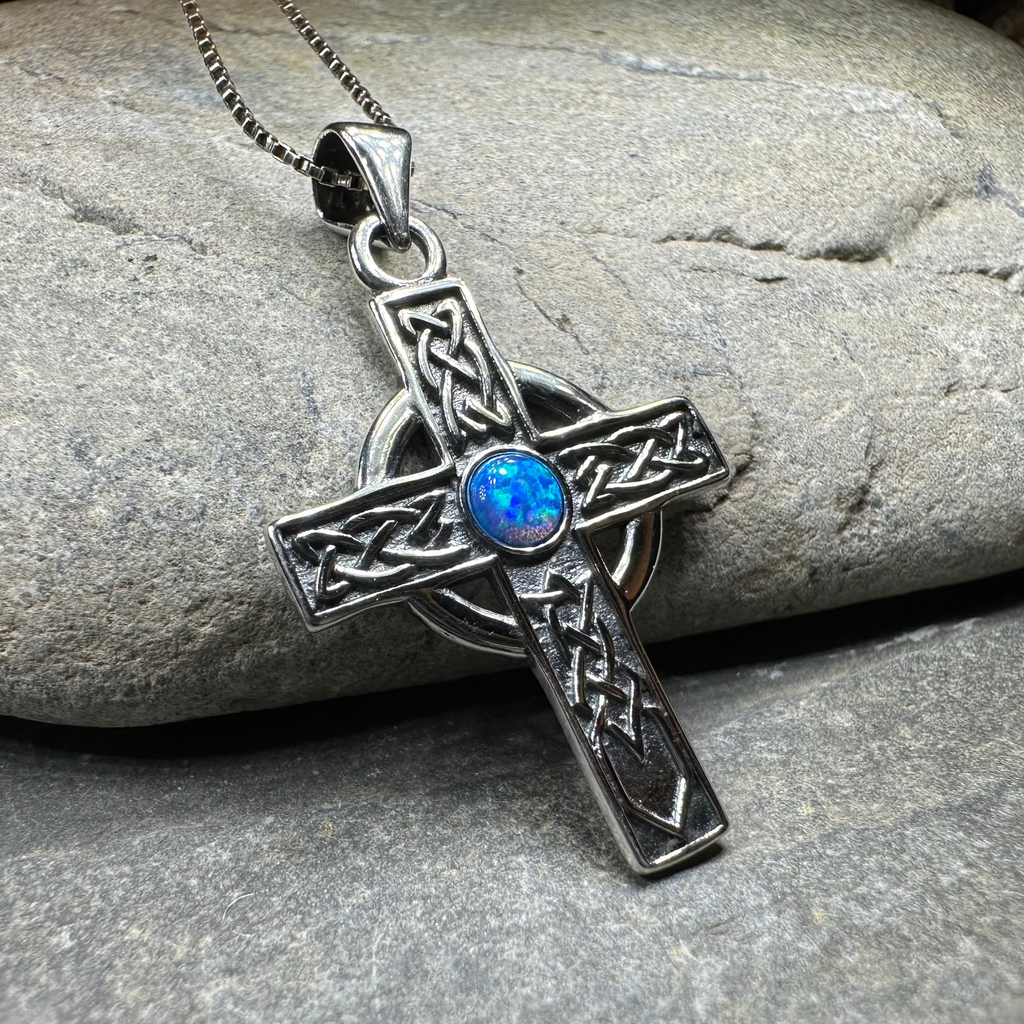 Rhys Opal Celtic Cross Necklace | Pendant | Wiccan Center
