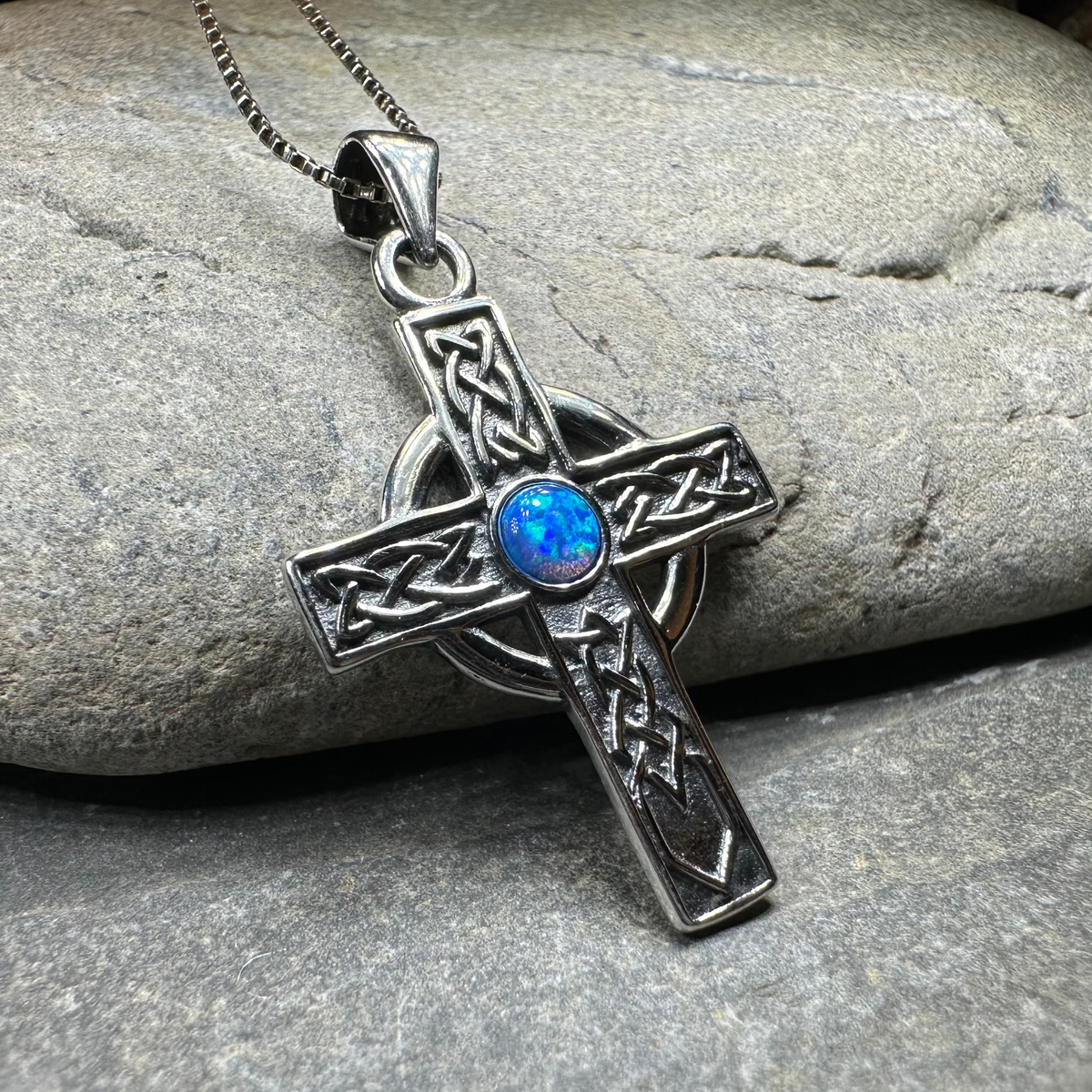 Rhys Opal Celtic Cross Necklace | Pendant | Wiccan Center
