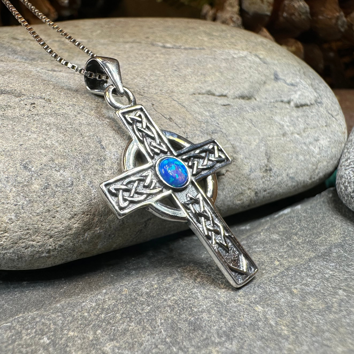Rhys Opal Celtic Cross Necklace | Pendant | Wiccan Center