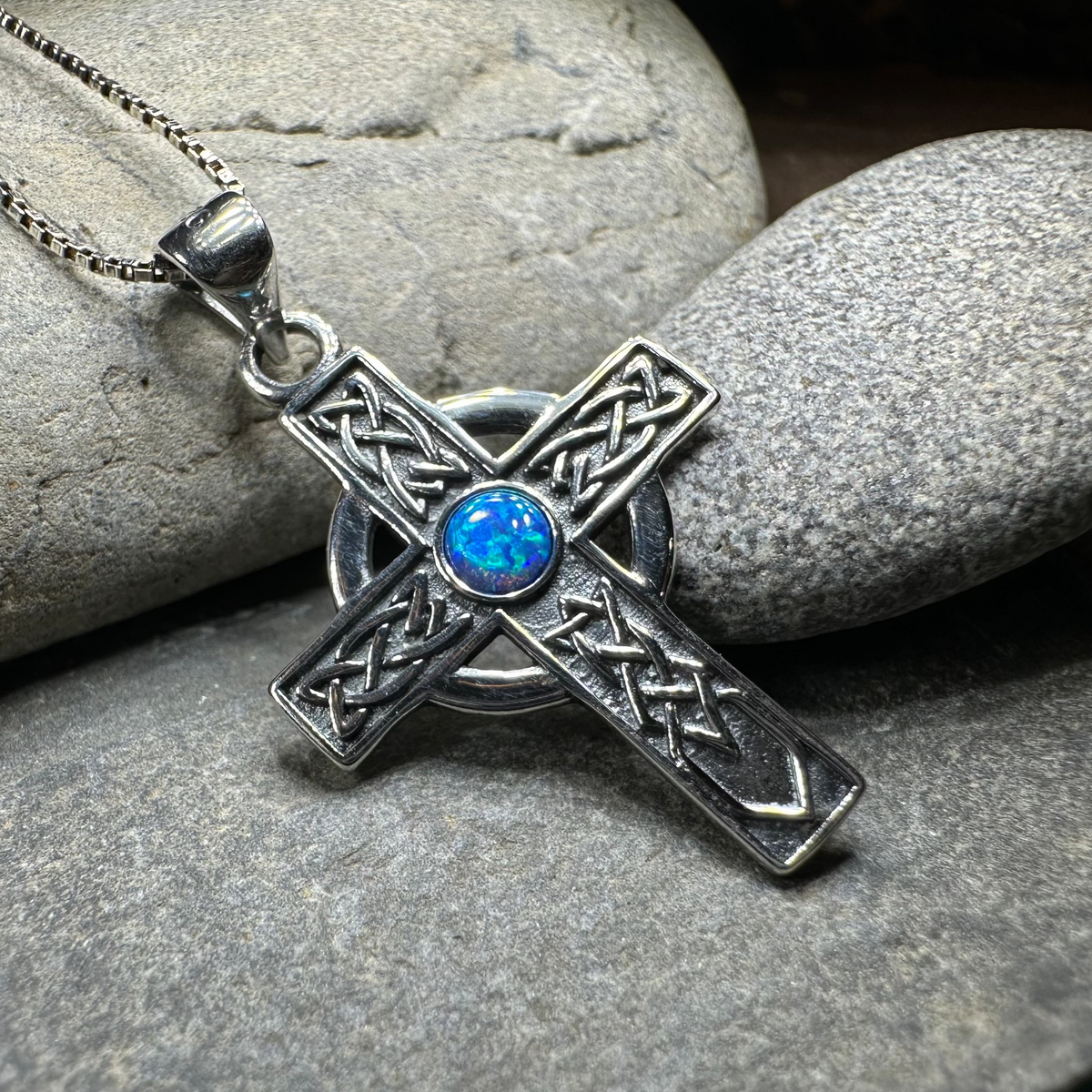 Rhys Opal Celtic Cross Necklace | Pendant | Wiccan Center