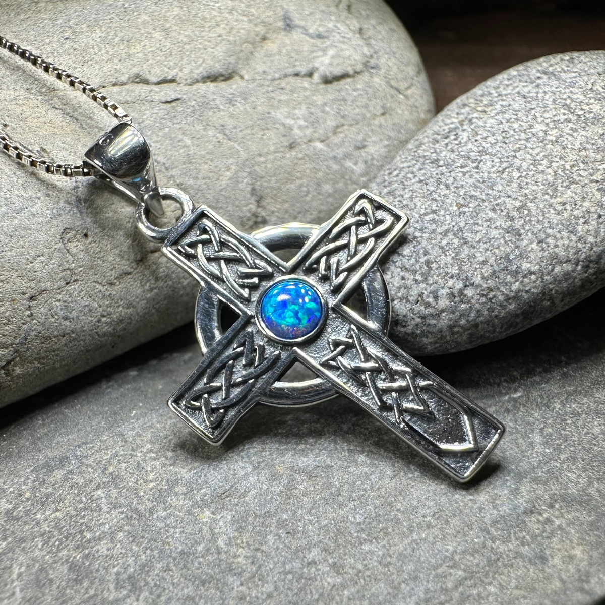 Rhys Opal Celtic Cross Necklace | Pendant | Wiccan Center