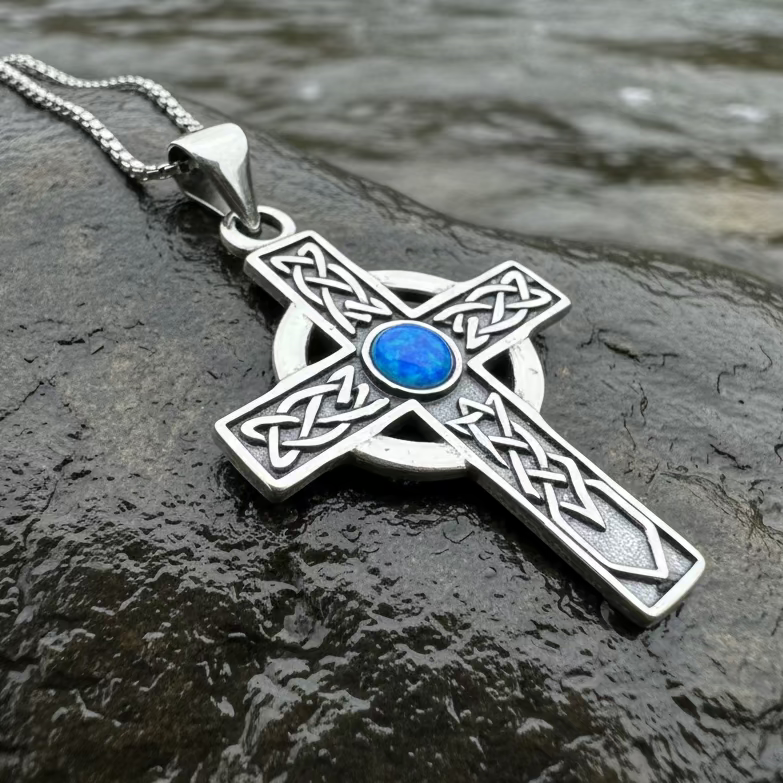 Rhys Opal Celtic Cross Necklace | Pendant | Wiccan Center