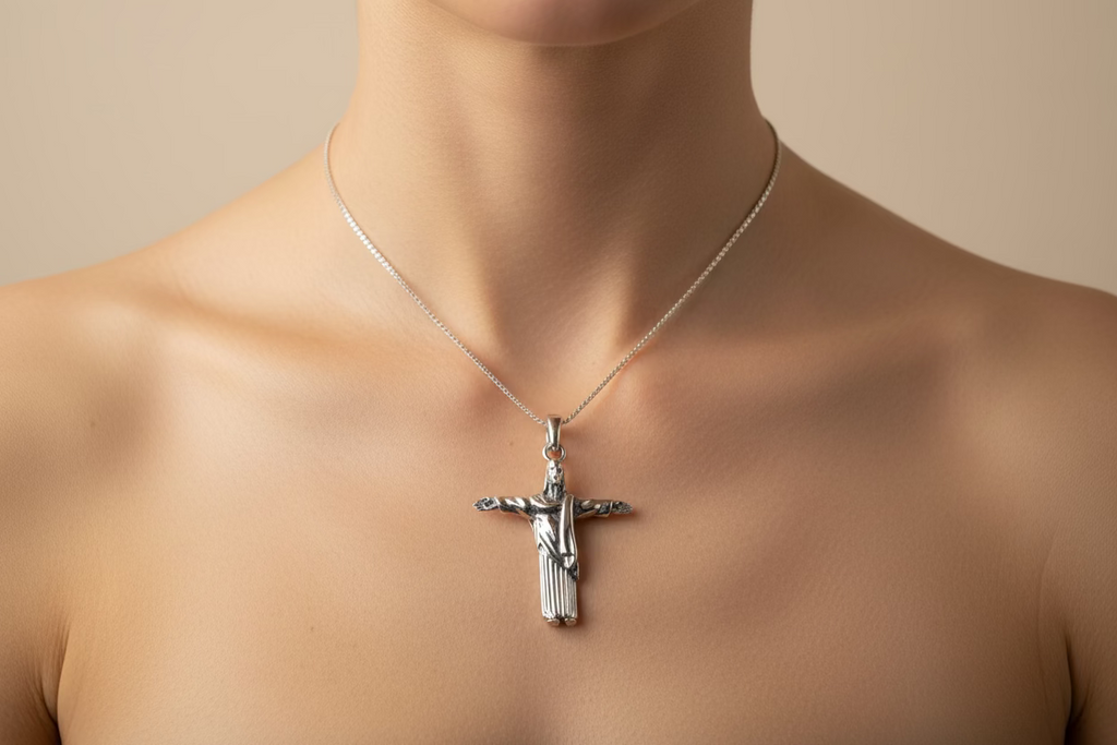 Christ the Redeemer Cross Necklace in Sterling Silver | Pendant | Wiccan Center