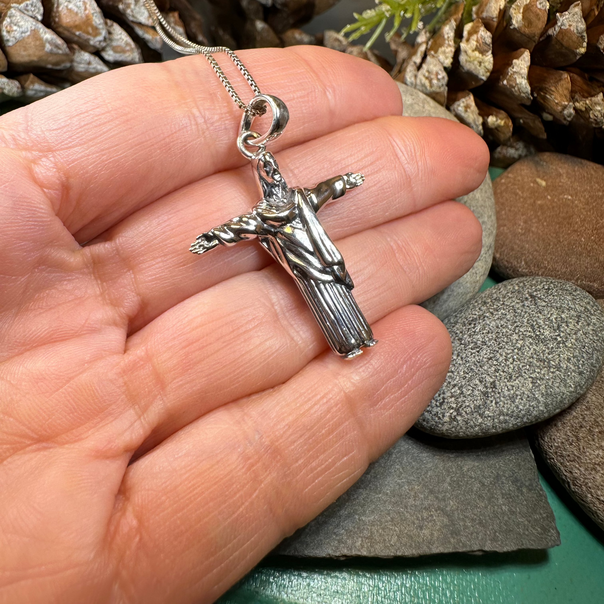 Christ the Redeemer Cross Necklace in Sterling Silver | Pendant | Wiccan Center