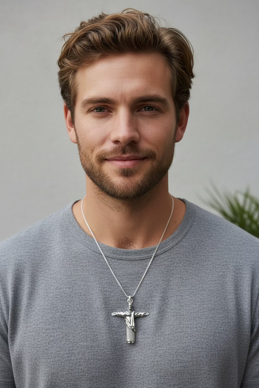 Christ the Redeemer Cross Necklace in Sterling Silver | Pendant | Wiccan Center