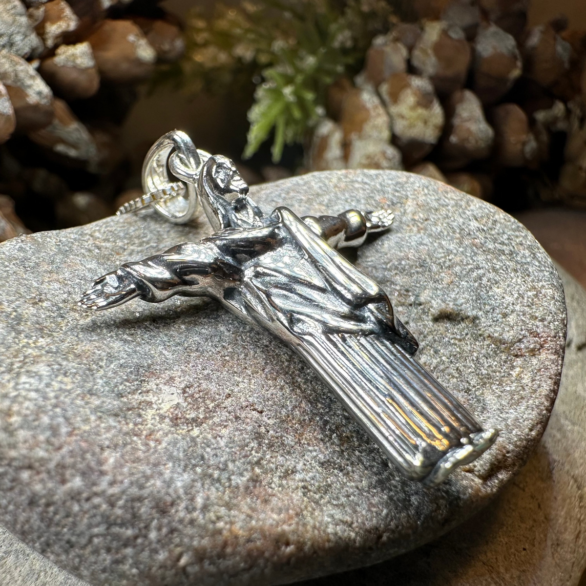 Christ the Redeemer Cross Necklace in Sterling Silver | Pendant | Wiccan Center
