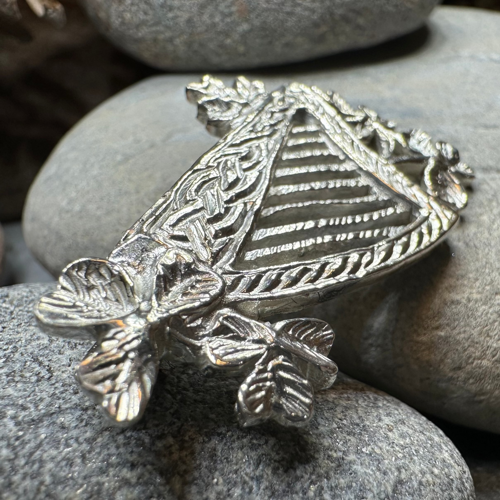 Artisan Irish Celtic Harp Brooch - Handmade in Ireland | Brooch | Wiccan Center