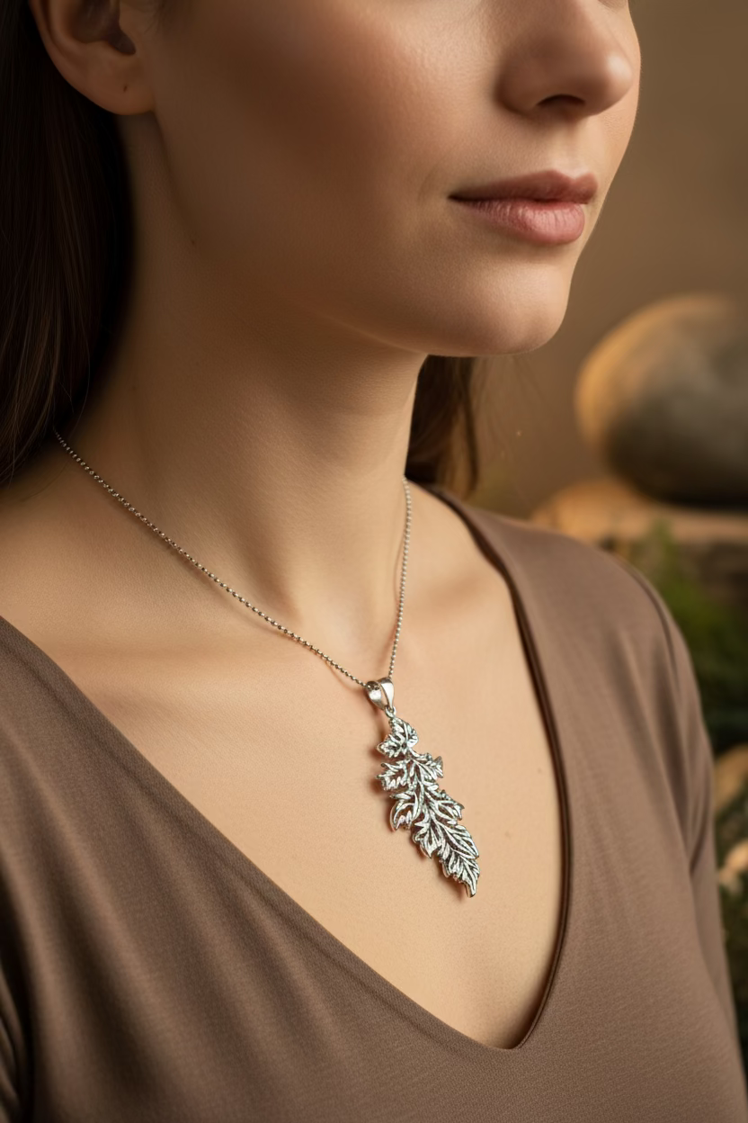 Derwen Oak Leaf Necklace in Sterling Silver | Pendant | Wiccan Center
