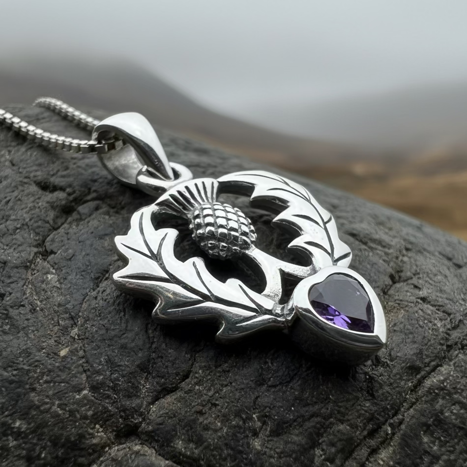 Millie Scottish Thistle Necklace in Sterling Silver | Pendant | Wiccan Center