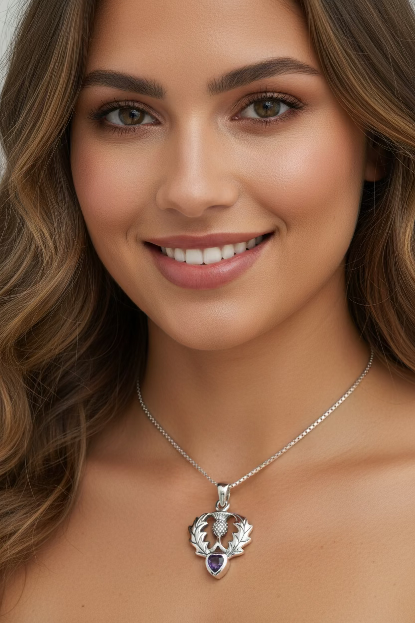 Millie Scottish Thistle Necklace in Sterling Silver | Pendant | Wiccan Center