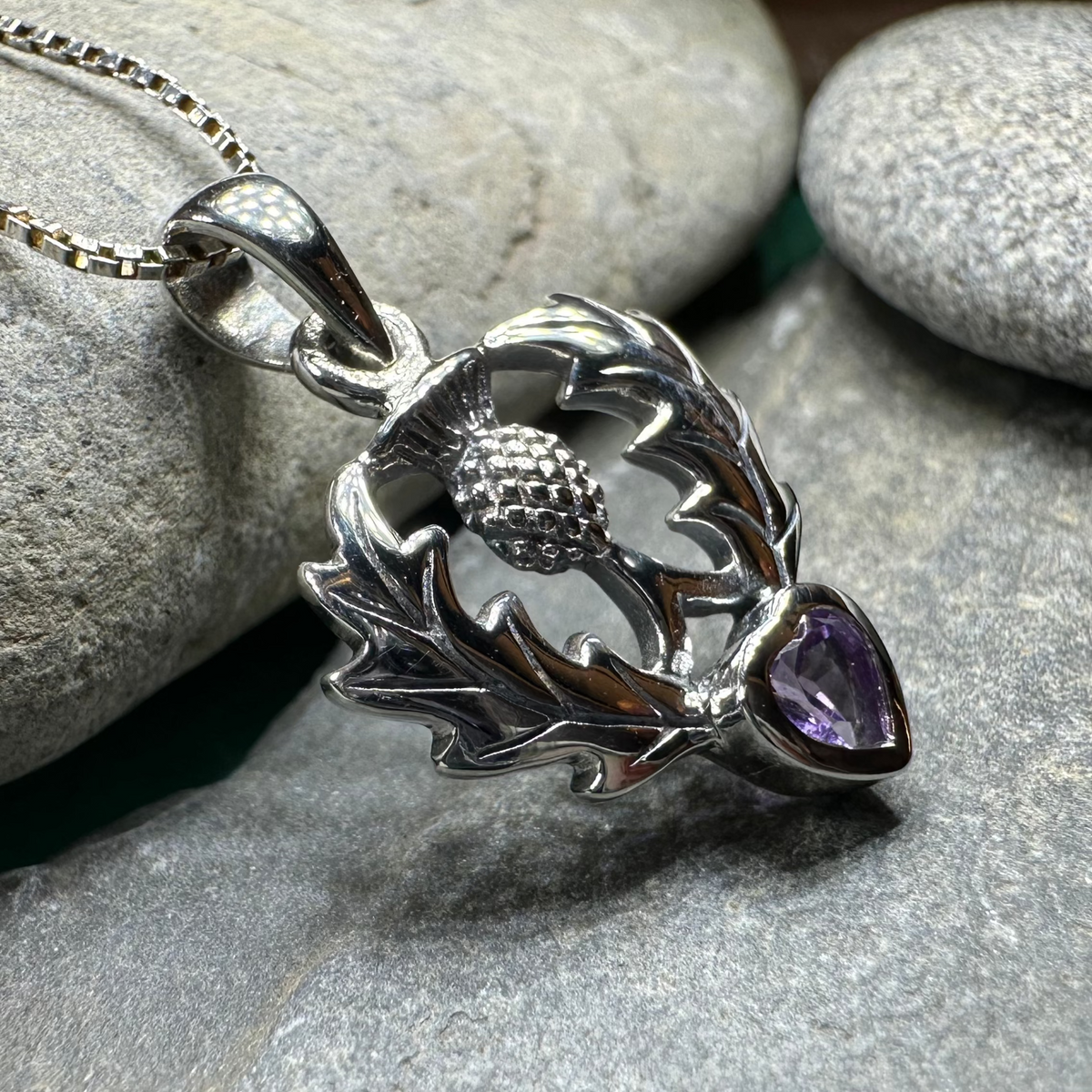 Millie Scottish Thistle Necklace in Sterling Silver | Pendant | Wiccan Center