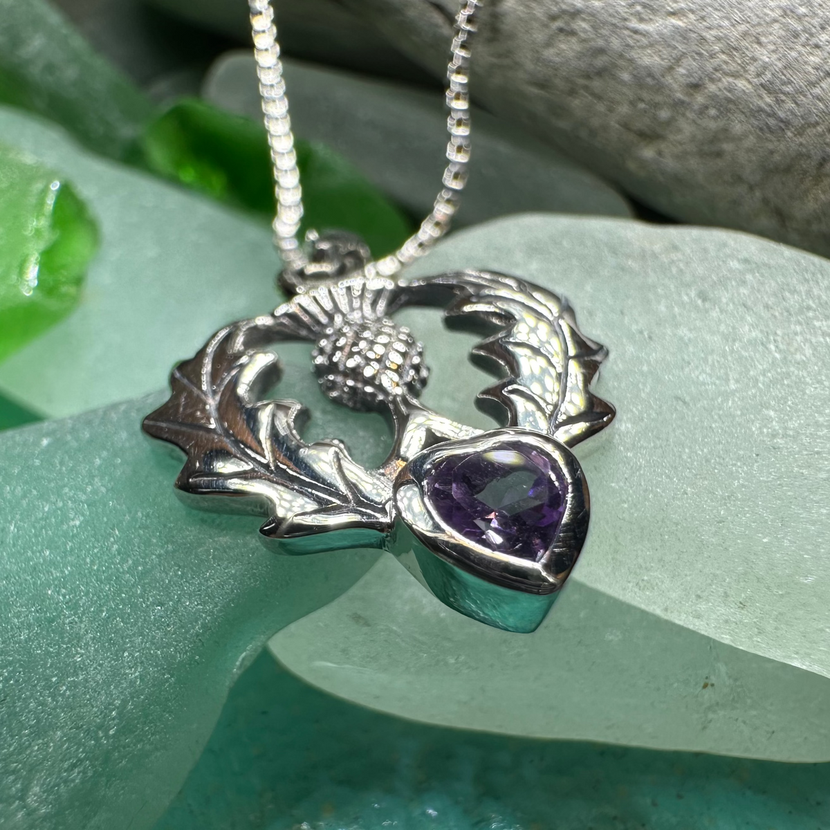 Millie Scottish Thistle Necklace in Sterling Silver | Pendant | Wiccan Center