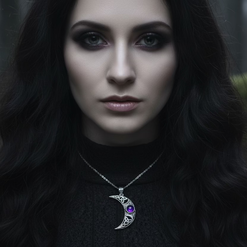 Sabrina Celtic Triple Moon Necklace in Sterling Silver