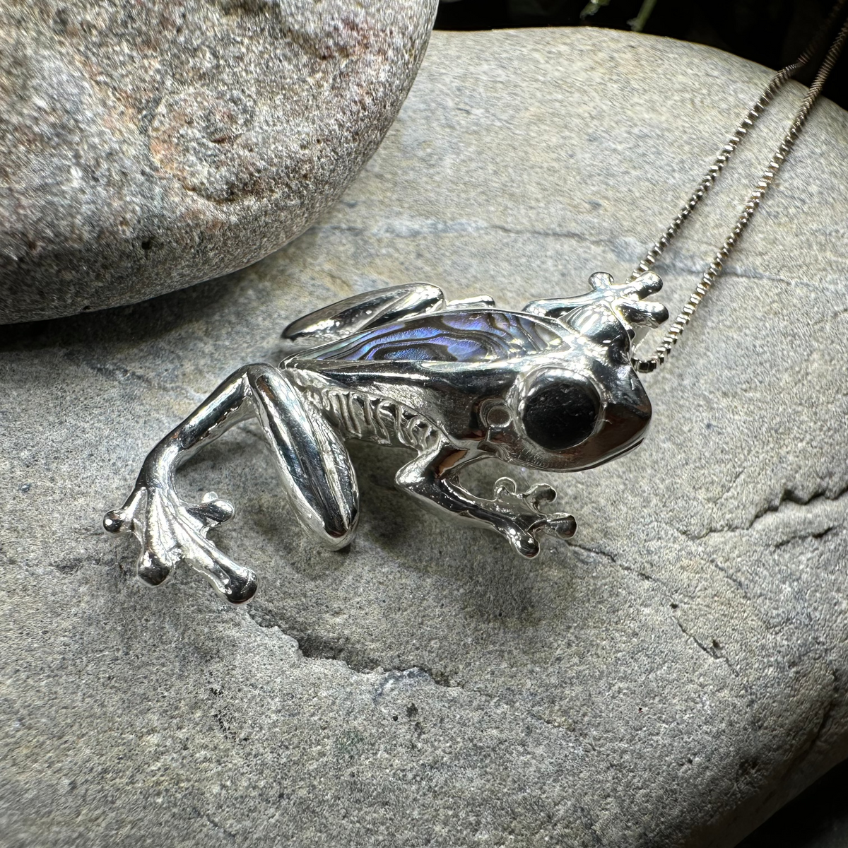 Abalone Frog Necklace in Sterling Silver