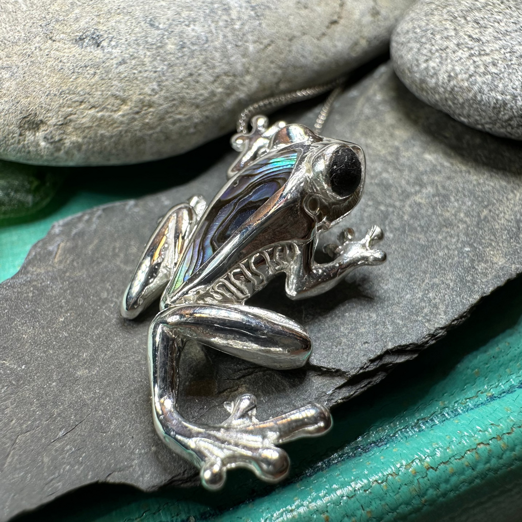 Abalone Frog Necklace in Sterling Silver