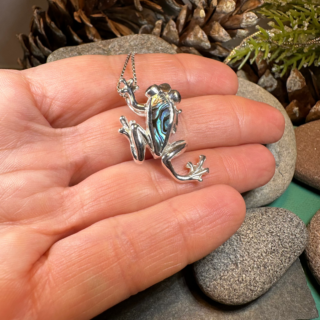 Abalone Frog Necklace in Sterling Silver
