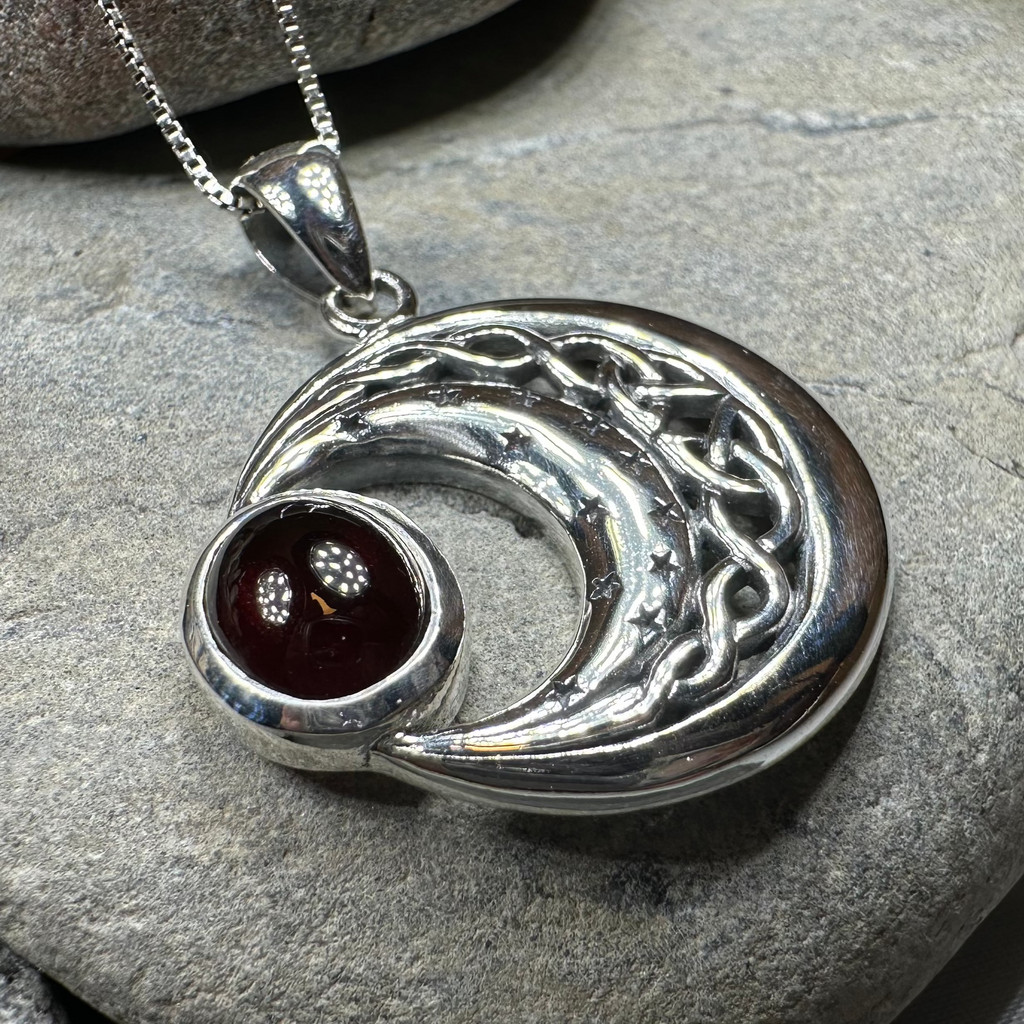 Dianthe Celtic Moon Necklace in Sterling Silver